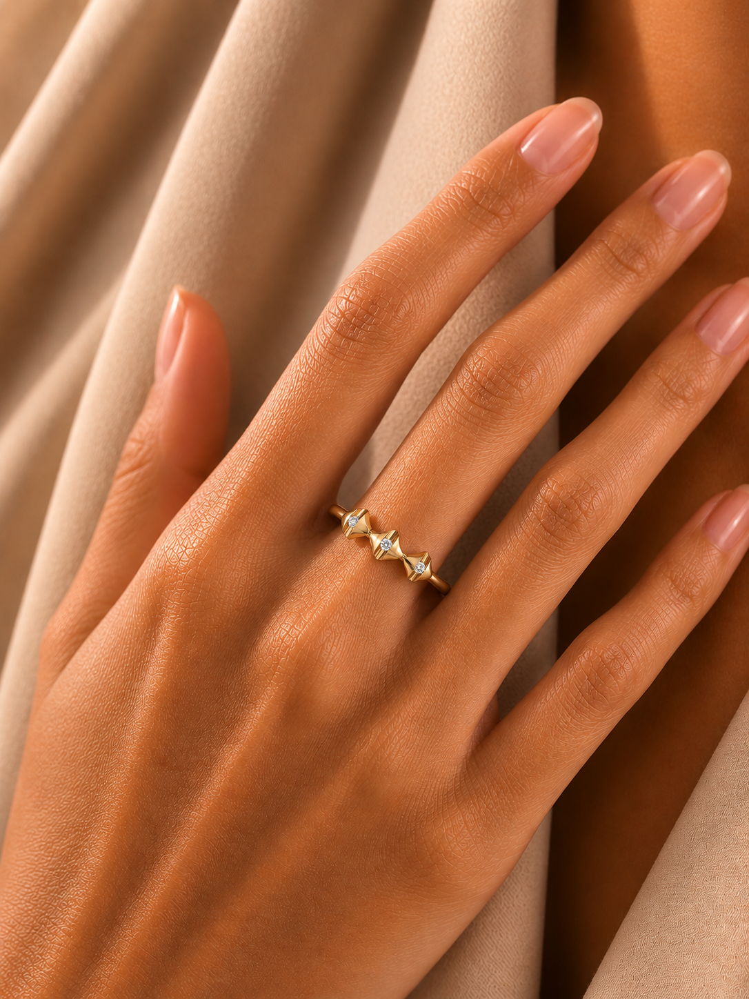 Fancy Round Diamond Ring For Women's In 14 KT Solid Gold Modern And Secure Design - HIGHCARAT DIAMONDS