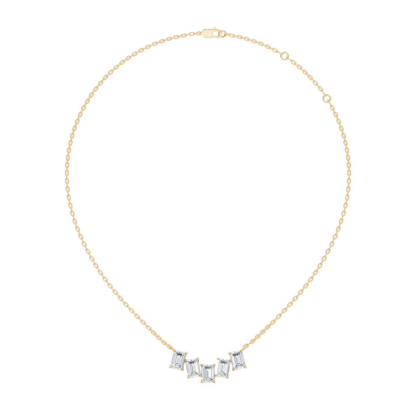 Five stone lab grown diamond necklace in rose gold finish