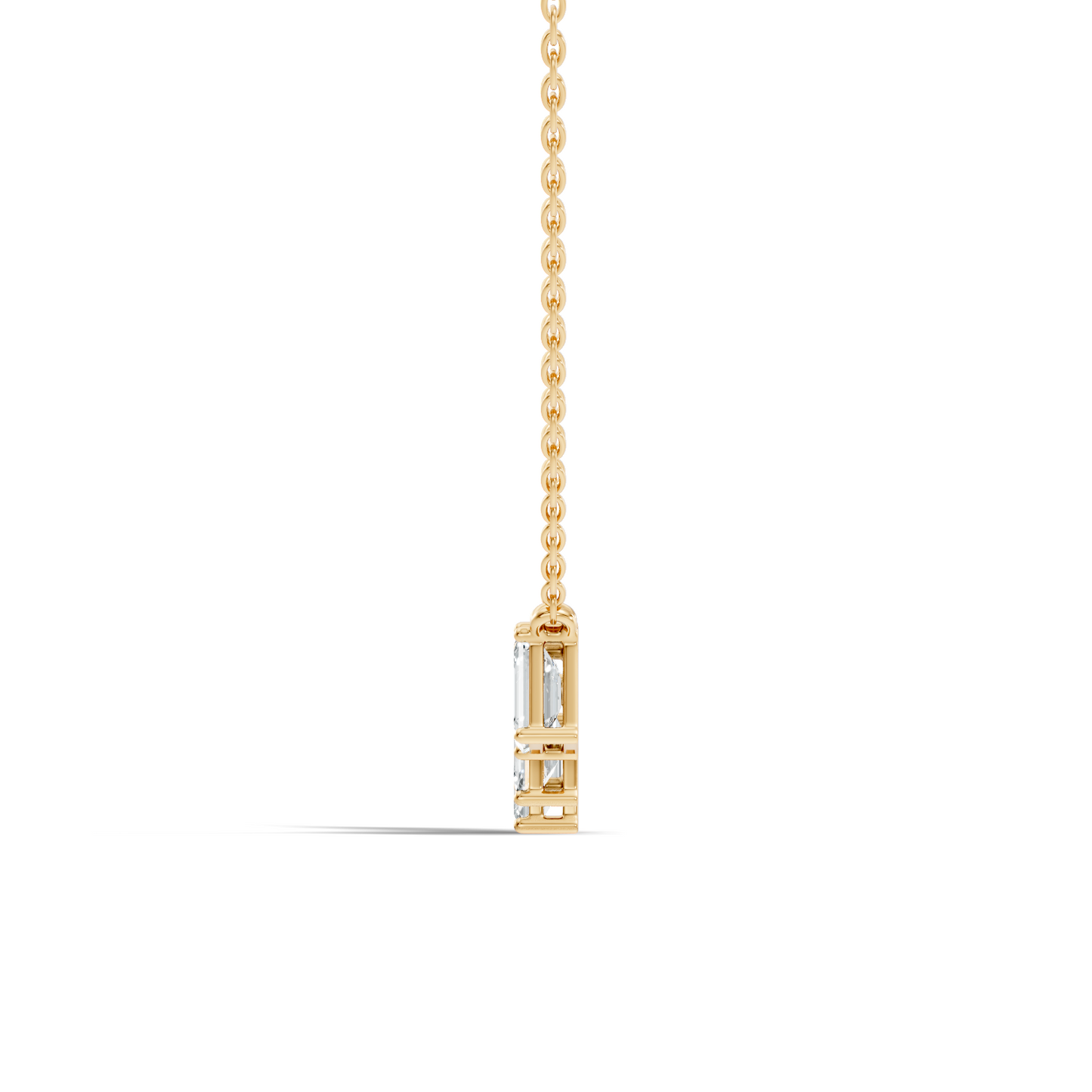 Horizontal emerald cut diamond necklace with clean line design