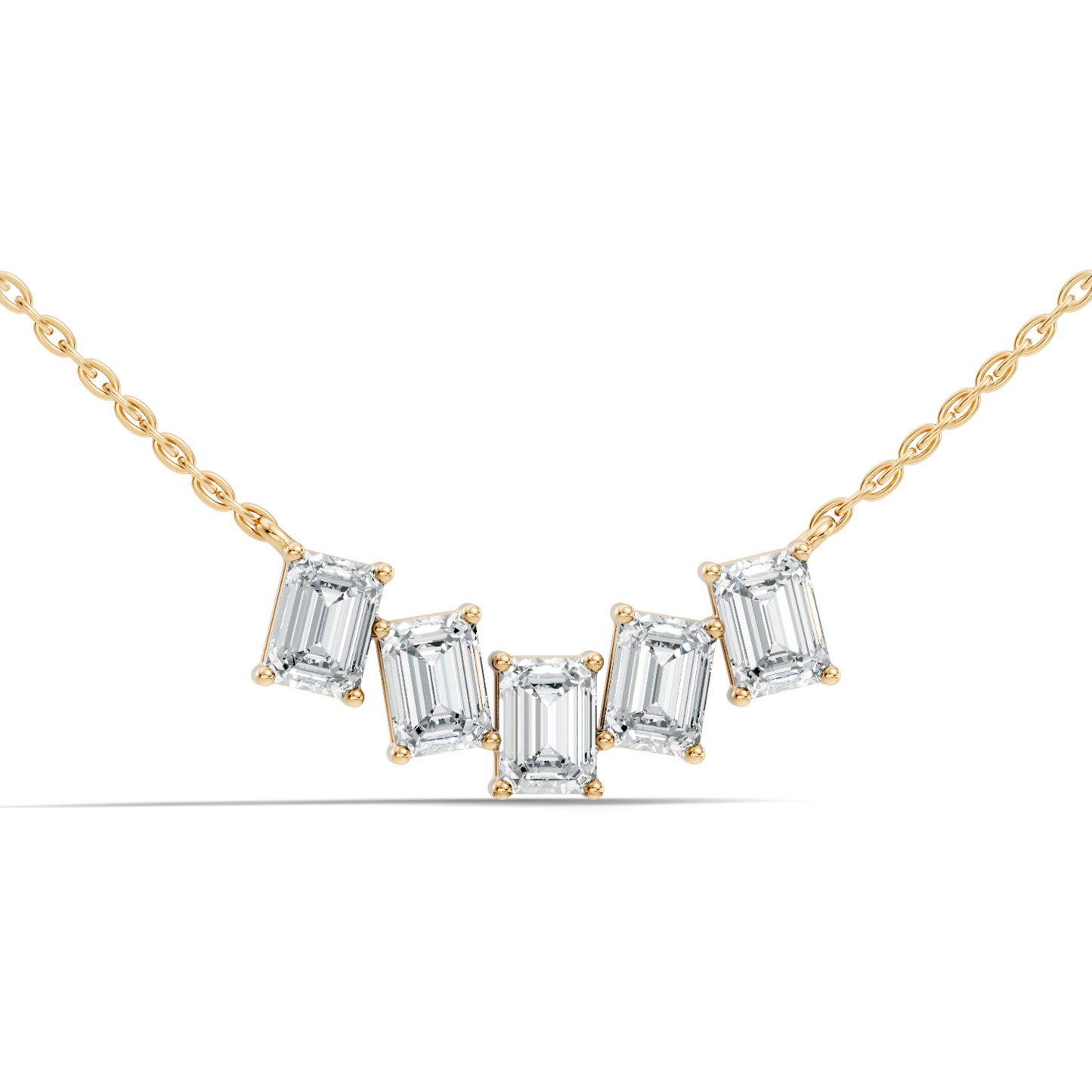 Emerald cut diamond chain necklace for layering and daily wear