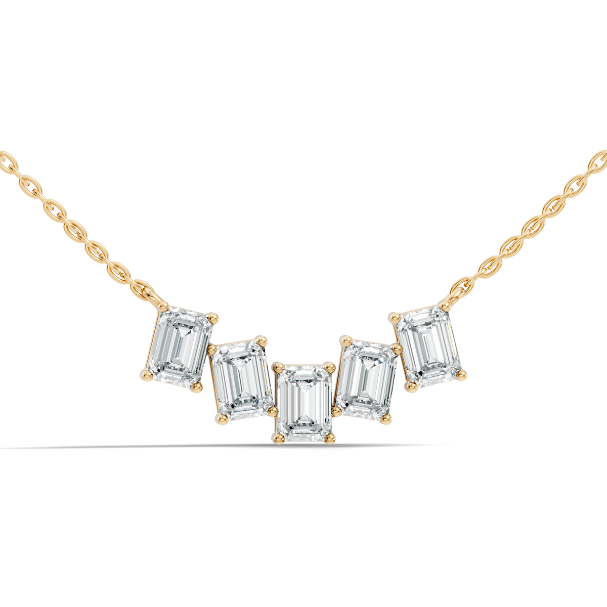 Emerald cut diamond chain necklace for layering and daily wear
