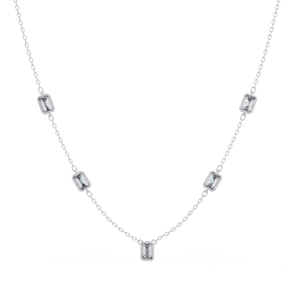 Five Stone Emerald Cut Lab Grown Diamond Station Necklace - HIGHCARAT DIAMONDS