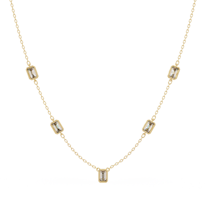 Five Stone Emerald Cut Lab Grown Diamond Station Necklace - HIGHCARAT DIAMONDS