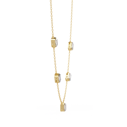 Five Stone Emerald Cut Lab Grown Diamond Station Necklace - HIGHCARAT DIAMONDS