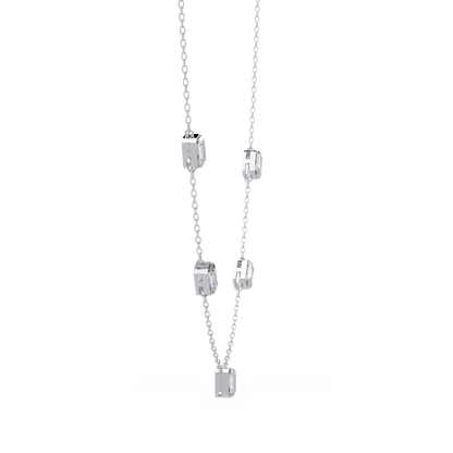 Five Stone Emerald Cut Lab Grown Diamond Station Necklace - HIGHCARAT DIAMONDS