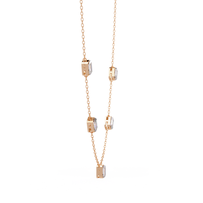 Five Stone Emerald Cut Lab Grown Diamond Station Necklace - HIGHCARAT DIAMONDS