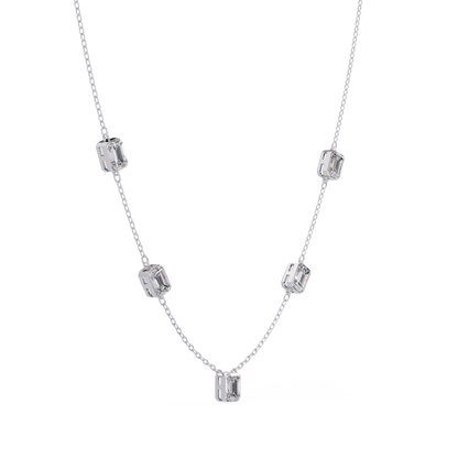 Five Stone Emerald Cut Lab Grown Diamond Station Necklace - HIGHCARAT DIAMONDS