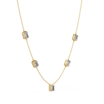 Five Stone Emerald Cut Lab Grown Diamond Station Necklace - HIGHCARAT DIAMONDS