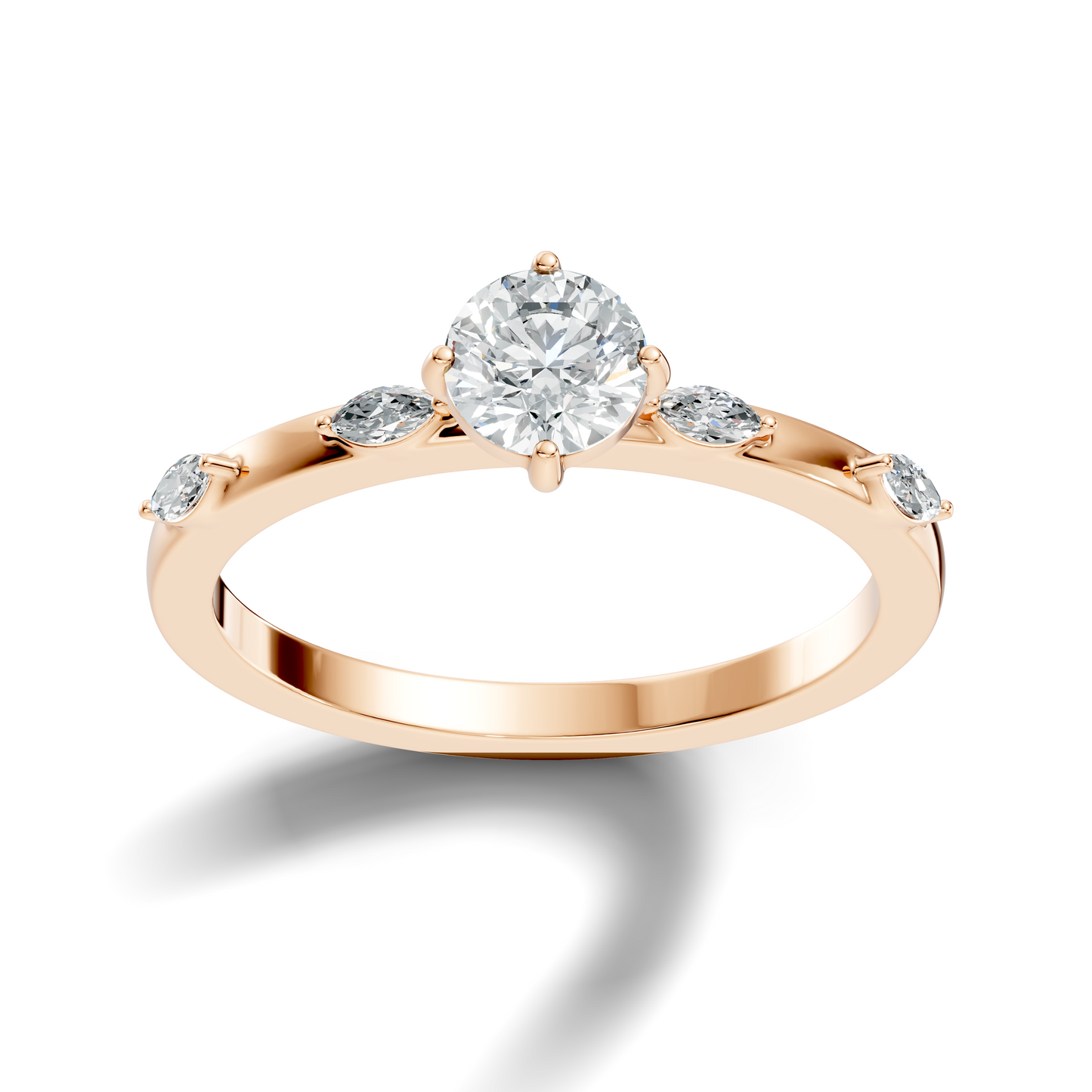 Solitaire Marquise and Round Cut Lab Grown Diamond Vintage Delicate Dainty Party Wear Ring For Her - HIGHCARAT DIAMONDS