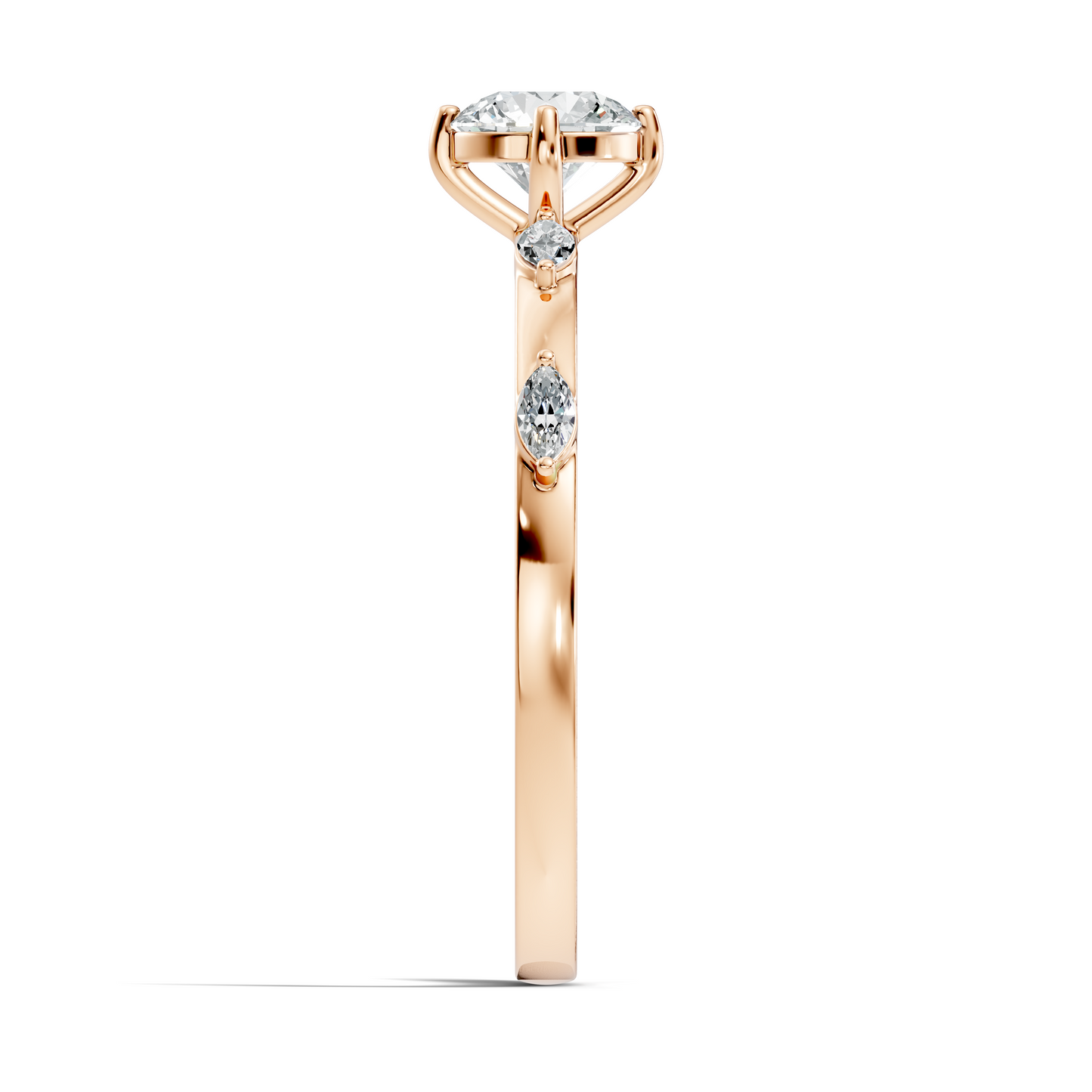 Solitaire Marquise and Round Cut Lab Grown Diamond Vintage Delicate Dainty Party Wear Ring For Her - HIGHCARAT DIAMONDS
