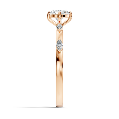 Solitaire Marquise and Round Cut Lab Grown Diamond Vintage Delicate Dainty Party Wear Ring For Her - HIGHCARAT DIAMONDS