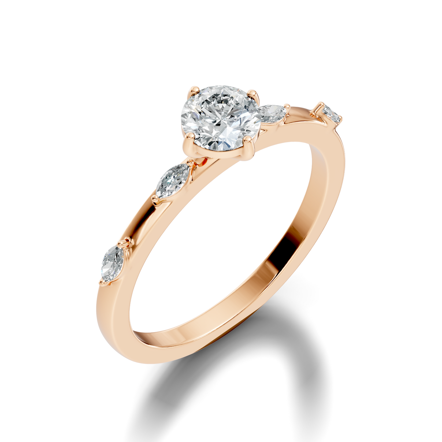 Solitaire Marquise and Round Cut Lab Grown Diamond Vintage Delicate Dainty Party Wear Ring For Her - HIGHCARAT DIAMONDS