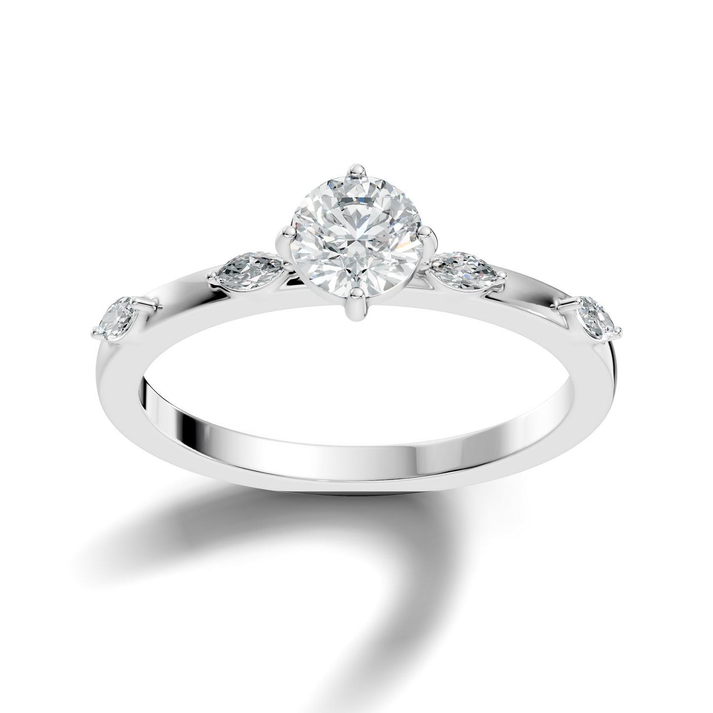 Solitaire Marquise and Round Cut Lab Grown Diamond Vintage Delicate Dainty Party Wear Ring For Her - HIGHCARAT DIAMONDS