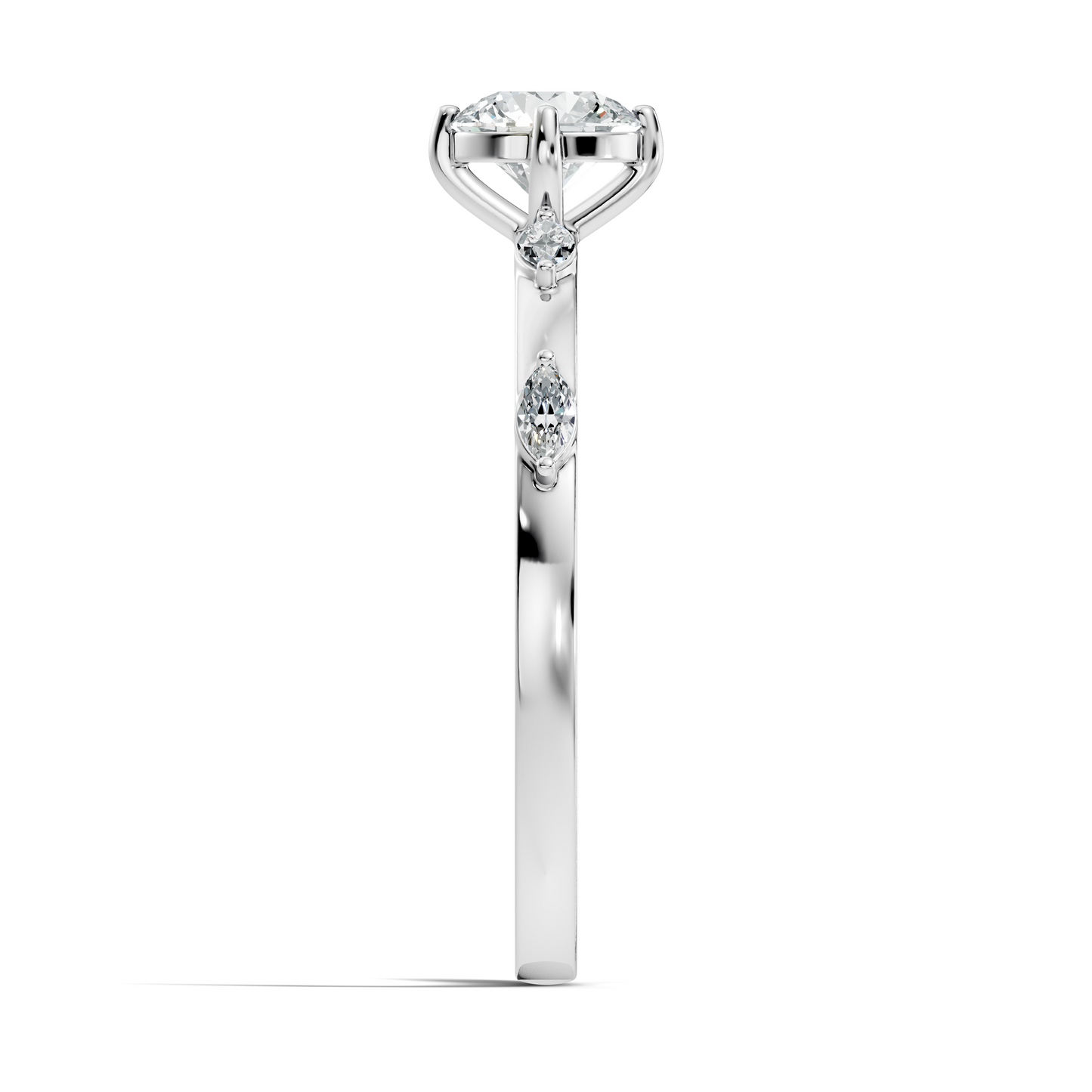 Solitaire Marquise and Round Cut Lab Grown Diamond Vintage Delicate Dainty Party Wear Ring For Her - HIGHCARAT DIAMONDS