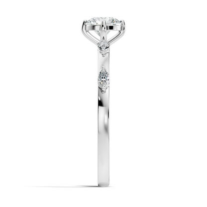 Solitaire Marquise and Round Cut Lab Grown Diamond Vintage Delicate Dainty Party Wear Ring For Her - HIGHCARAT DIAMONDS