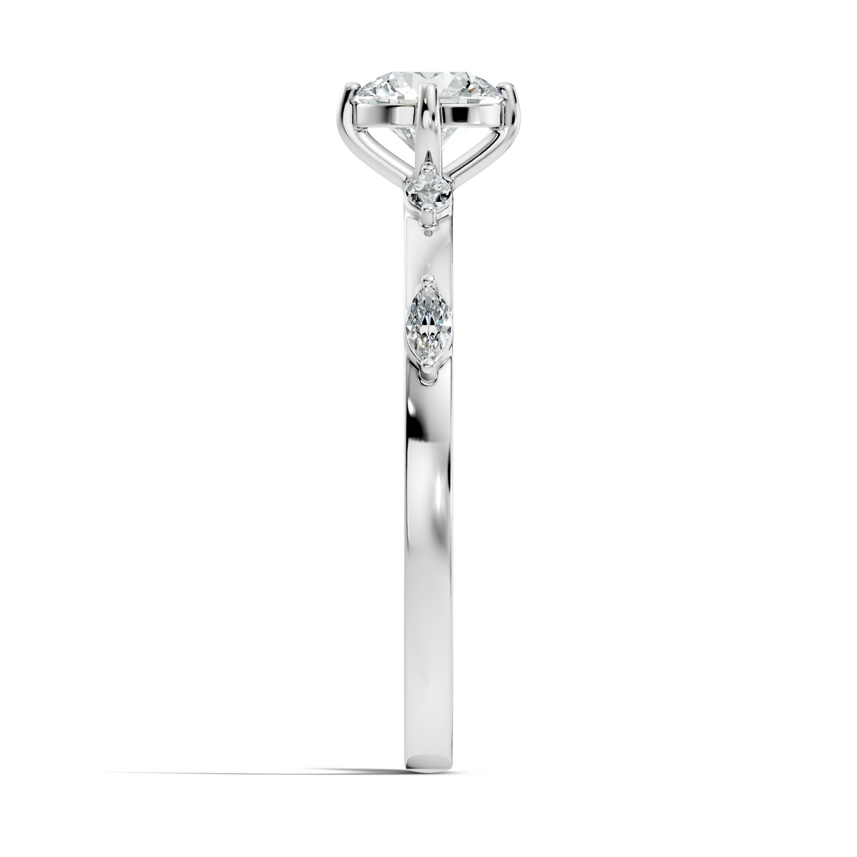 Solitaire Marquise and Round Cut Lab Grown Diamond Vintage Delicate Dainty Party Wear Ring For Her - HIGHCARAT DIAMONDS