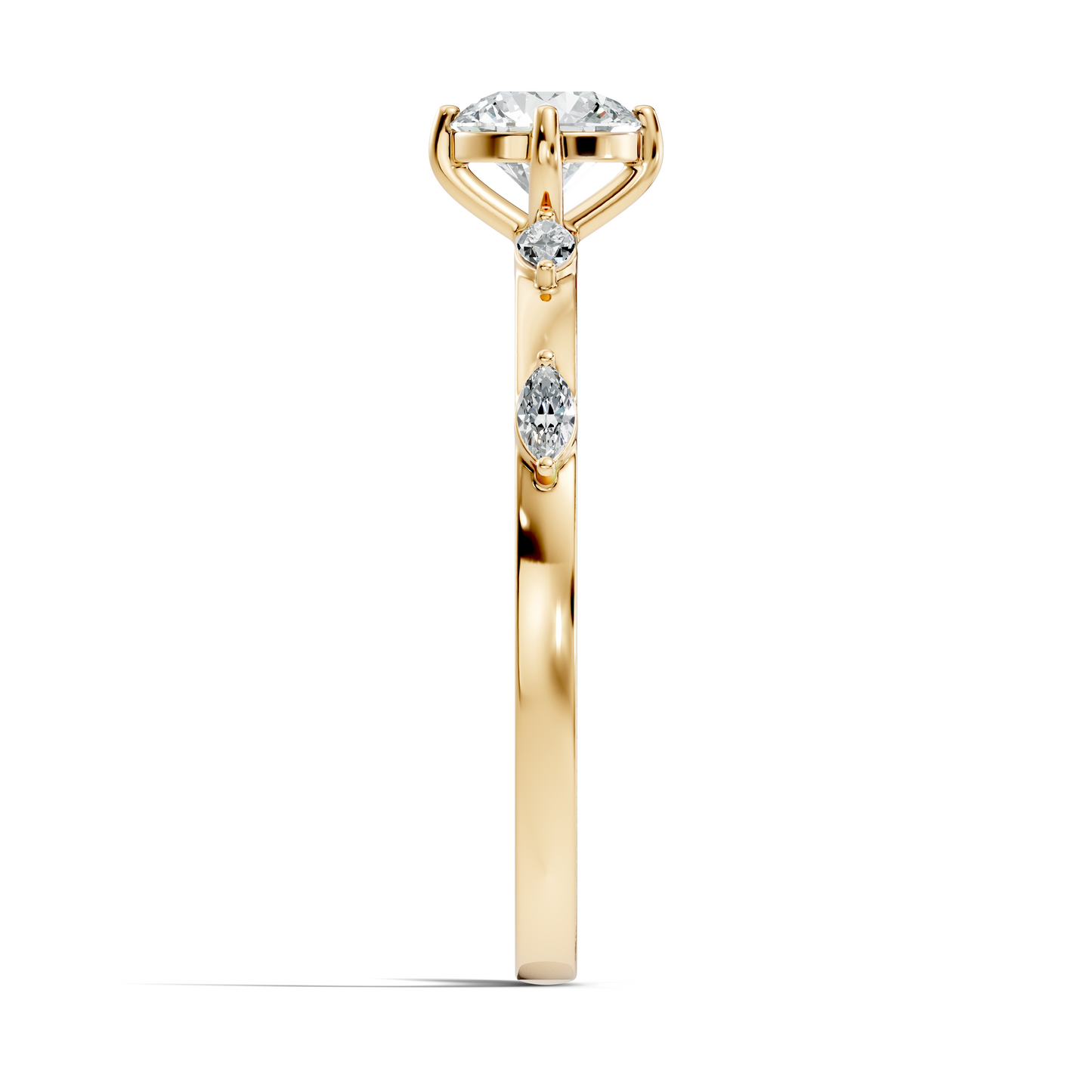 Solitaire Marquise and Round Cut Lab Grown Diamond Vintage Delicate Dainty Party Wear Ring For Her - HIGHCARAT DIAMONDS