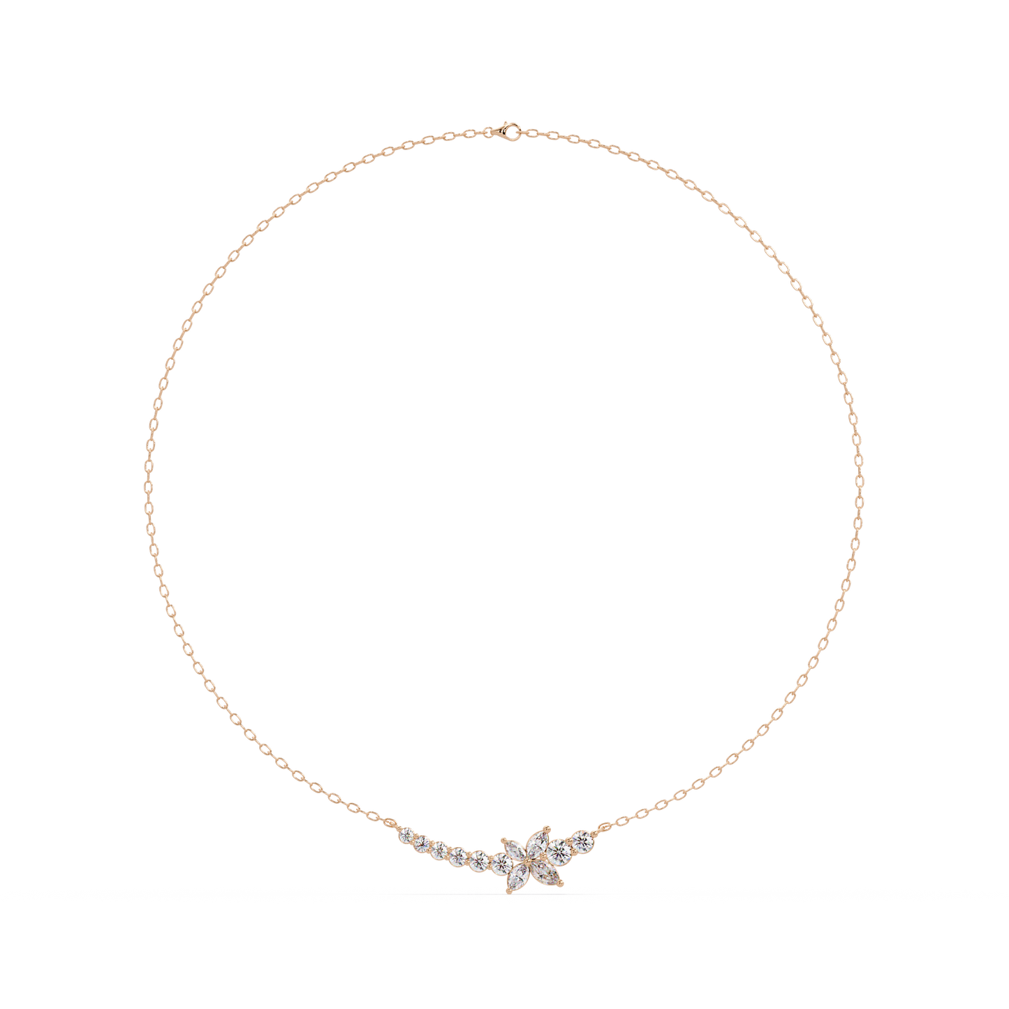 Floral Cluster Lab-Grown Diamond Necklace in White Gold - HIGHCARAT DIAMONDS