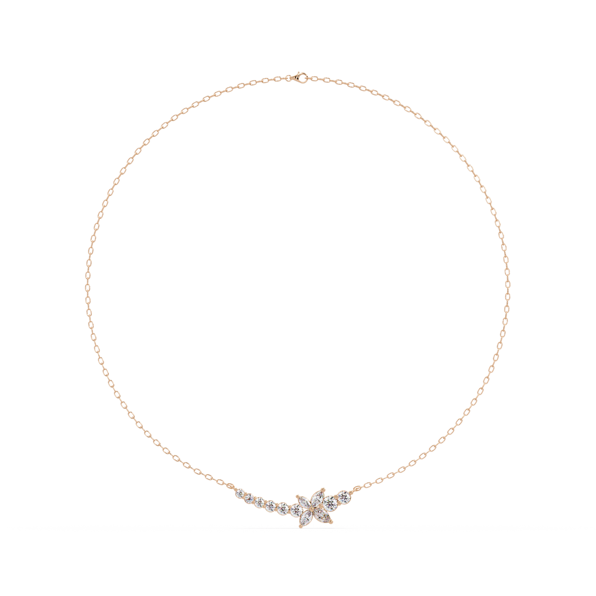 Floral Cluster Lab-Grown Diamond Necklace in White Gold - HIGHCARAT DIAMONDS
