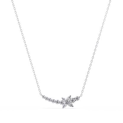 Floral Cluster Lab-Grown Diamond Necklace in White Gold - HIGHCARAT DIAMONDS