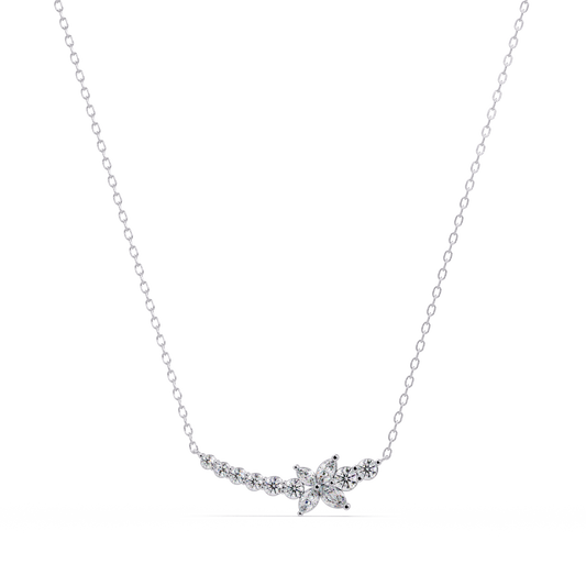 Floral Cluster Lab-Grown Diamond Necklace in White Gold - HIGHCARAT DIAMONDS