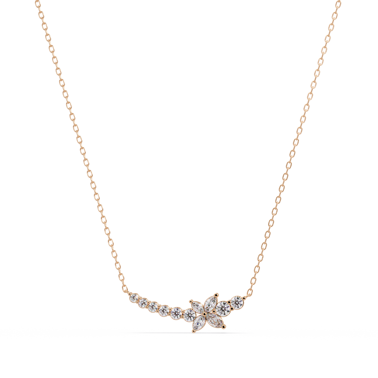 Floral Cluster Lab-Grown Diamond Necklace in White Gold - HIGHCARAT DIAMONDS
