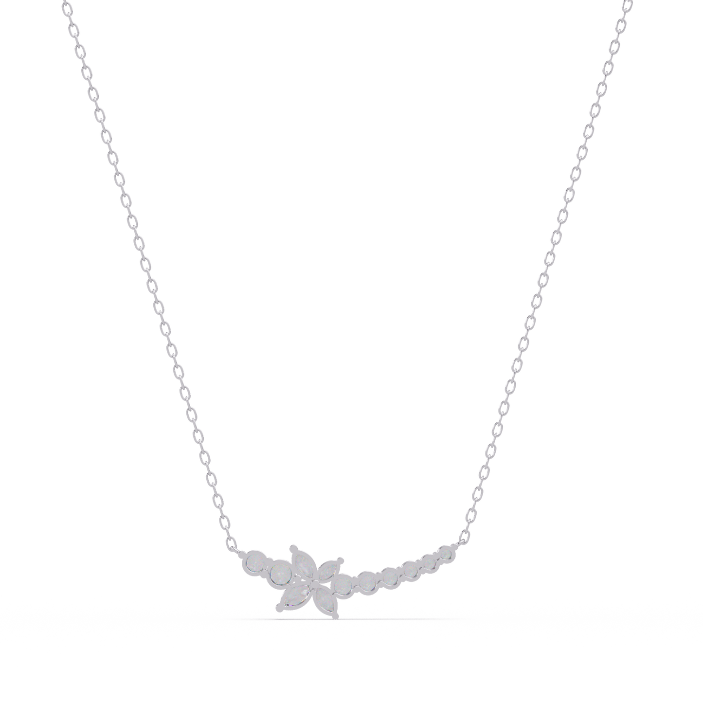Floral Cluster Lab-Grown Diamond Necklace in White Gold - HIGHCARAT DIAMONDS