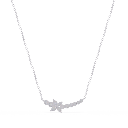 Floral Cluster Lab-Grown Diamond Necklace in White Gold - HIGHCARAT DIAMONDS