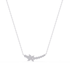 Floral Cluster Lab-Grown Diamond Necklace in White Gold - HIGHCARAT DIAMONDS