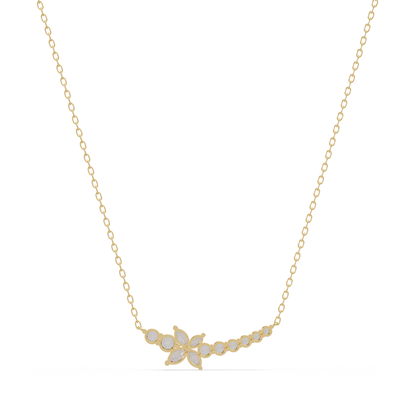 Floral Cluster Lab-Grown Diamond Necklace in White Gold - HIGHCARAT DIAMONDS