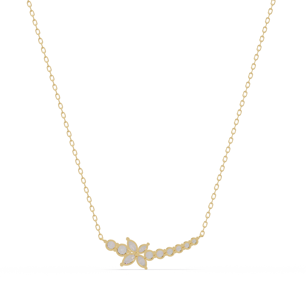 Floral Cluster Lab-Grown Diamond Necklace in White Gold - HIGHCARAT DIAMONDS