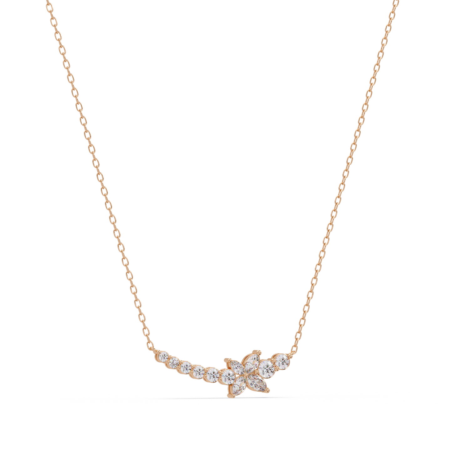 Floral Cluster Lab-Grown Diamond Necklace in White Gold - HIGHCARAT DIAMONDS