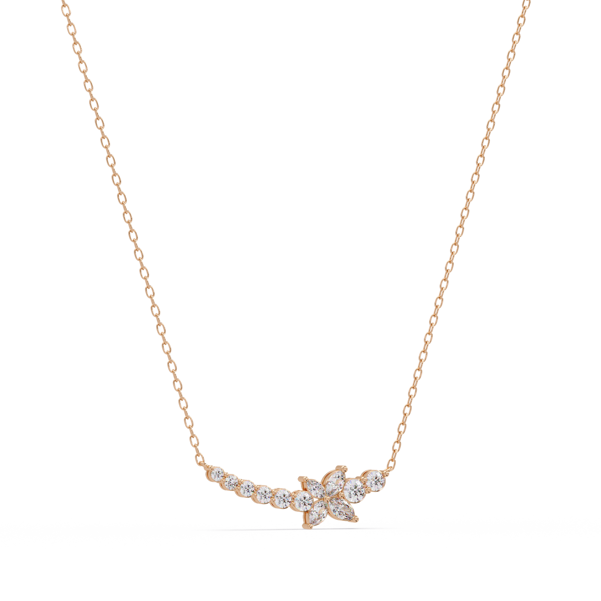 Floral Cluster Lab-Grown Diamond Necklace in White Gold - HIGHCARAT DIAMONDS