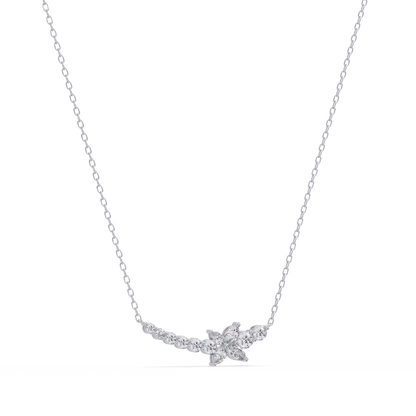 Floral Cluster Lab-Grown Diamond Necklace in White Gold - HIGHCARAT DIAMONDS