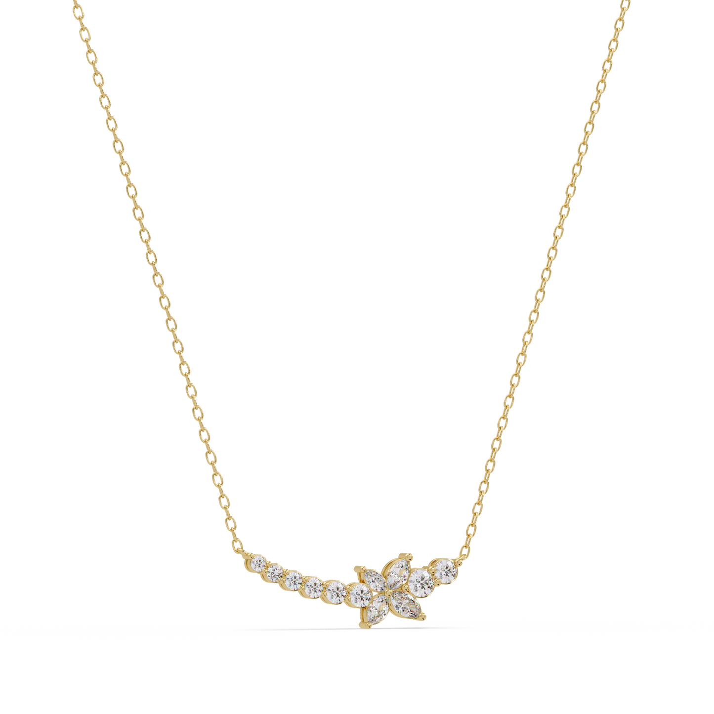 Floral Cluster Lab-Grown Diamond Necklace in White Gold - HIGHCARAT DIAMONDS