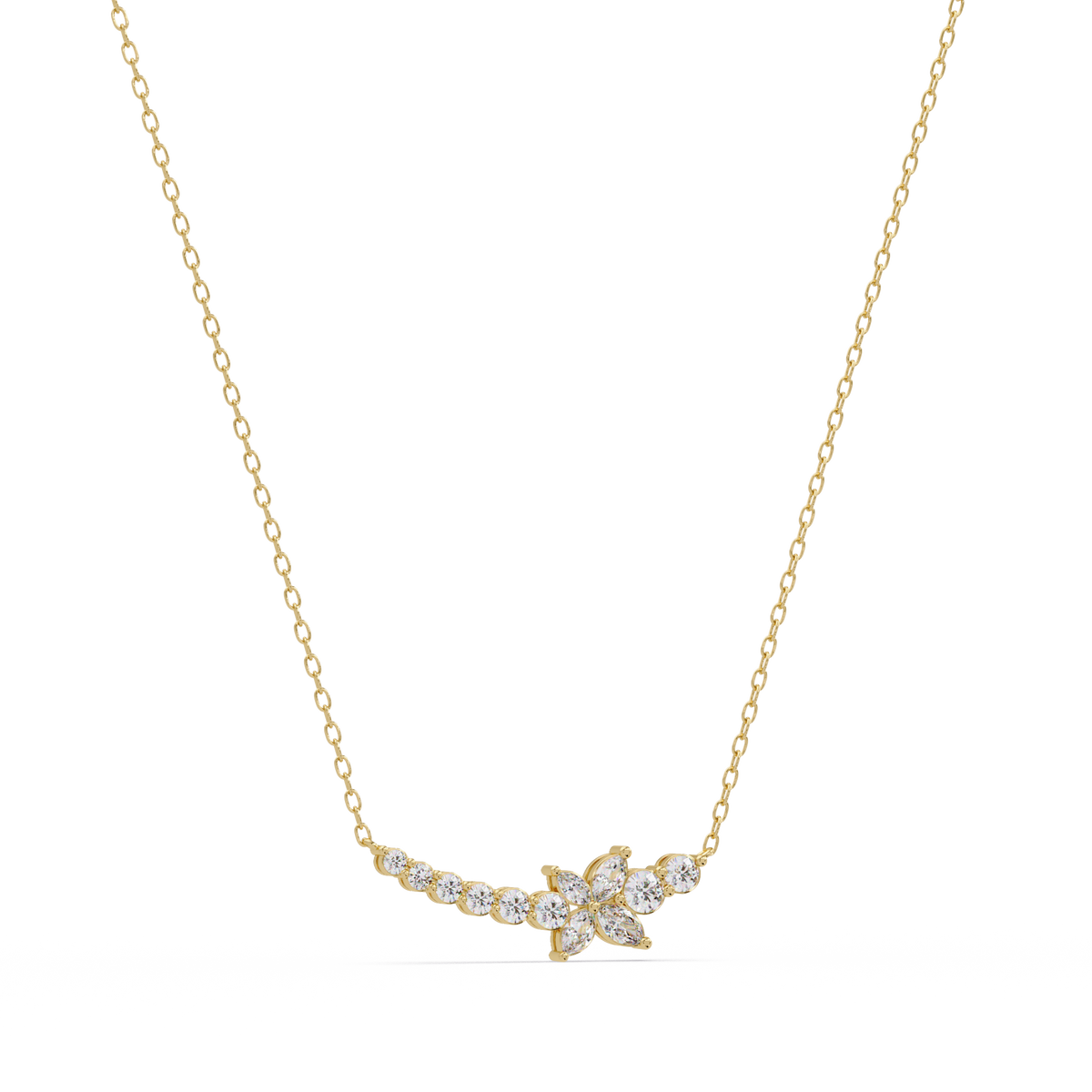 Floral Cluster Lab-Grown Diamond Necklace in White Gold - HIGHCARAT DIAMONDS