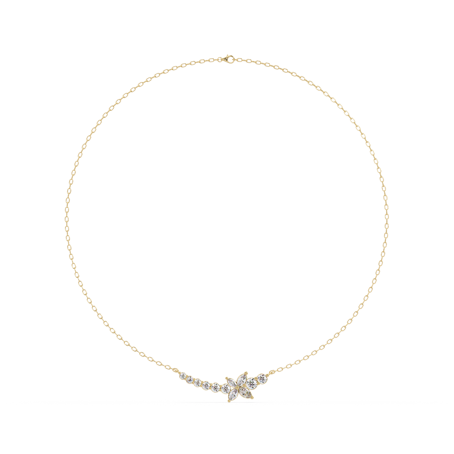 Floral Cluster Lab-Grown Diamond Necklace in White Gold - HIGHCARAT DIAMONDS