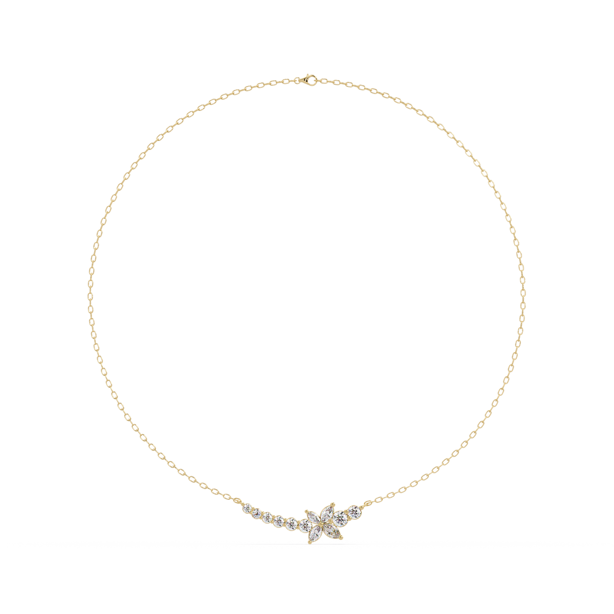 Floral Cluster Lab-Grown Diamond Necklace in White Gold - HIGHCARAT DIAMONDS