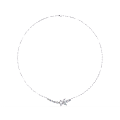 Floral Cluster Lab-Grown Diamond Necklace in White Gold - HIGHCARAT DIAMONDS