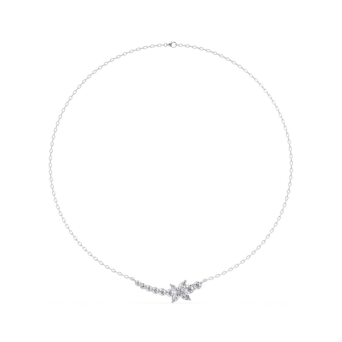 Floral Cluster Lab-Grown Diamond Necklace in White Gold - HIGHCARAT DIAMONDS