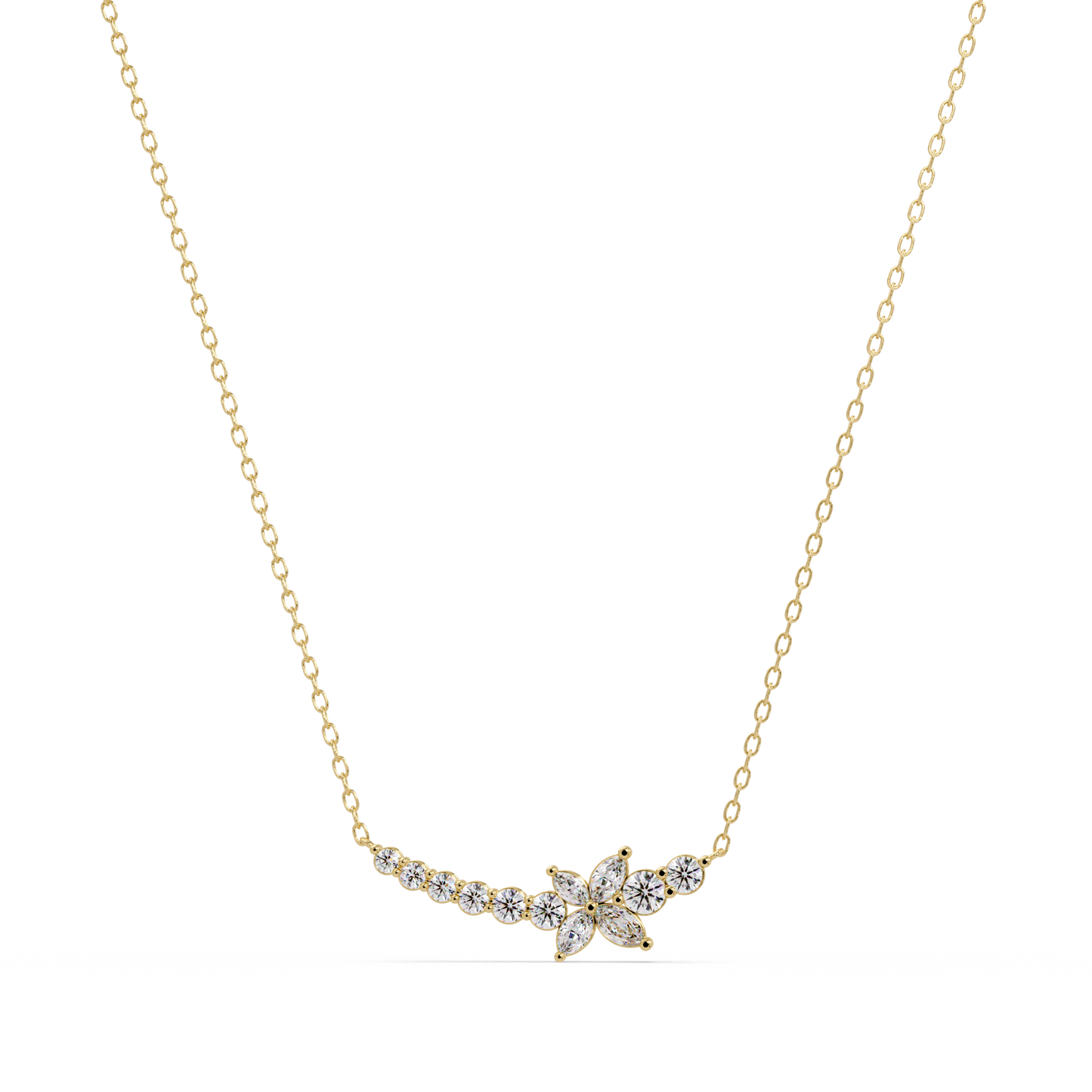Floral Cluster Lab-Grown Diamond Necklace in White Gold - HIGHCARAT DIAMONDS
