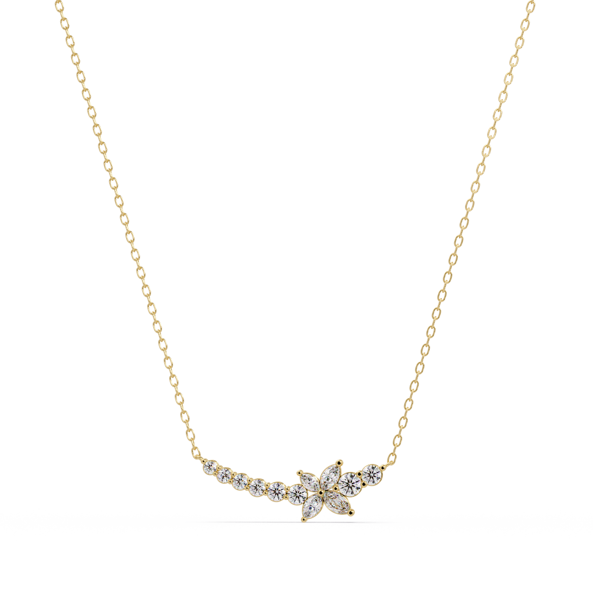 Floral Cluster Lab-Grown Diamond Necklace in White Gold - HIGHCARAT DIAMONDS