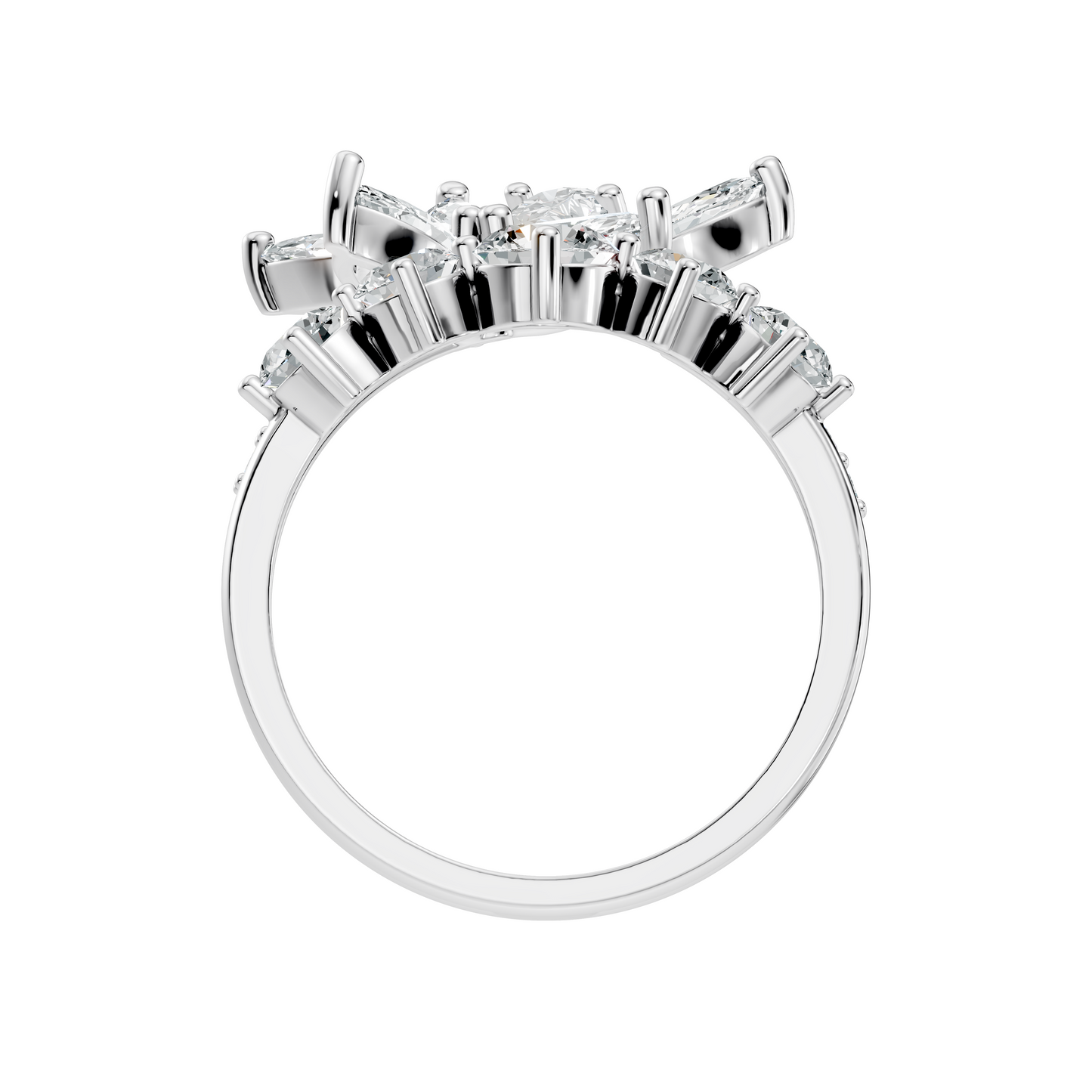 2.92Ct Pear, Marquise and Round Cut Lab Grown Diamond Elegant Delicate Vintage Cluster Wedding Ring For Her - HIGHCARAT DIAMONDS