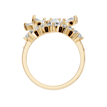 2.92Ct Pear, Marquise and Round Cut Lab Grown Diamond Elegant Delicate Vintage Cluster Wedding Ring For Her - HIGHCARAT DIAMONDS