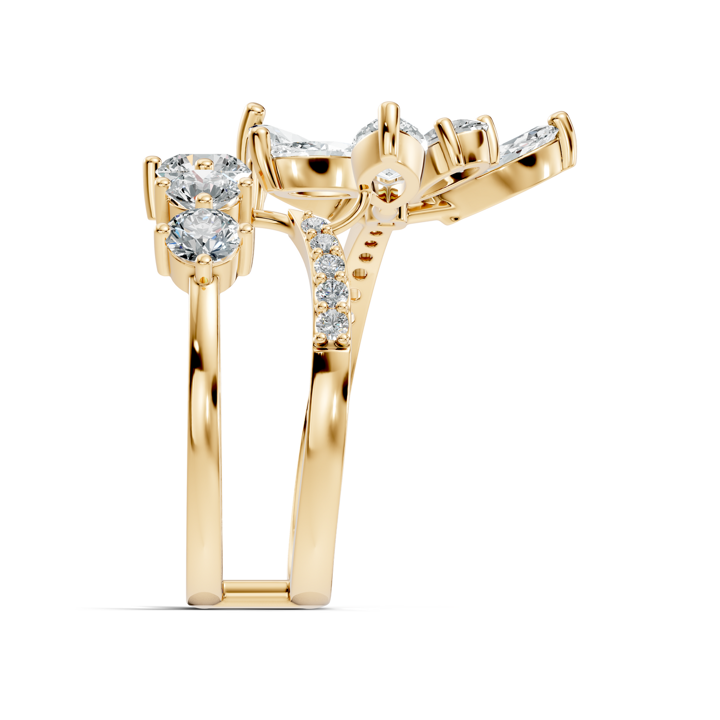 2.92Ct Pear, Marquise and Round Cut Lab Grown Diamond Elegant Delicate Vintage Cluster Wedding Ring For Her - HIGHCARAT DIAMONDS
