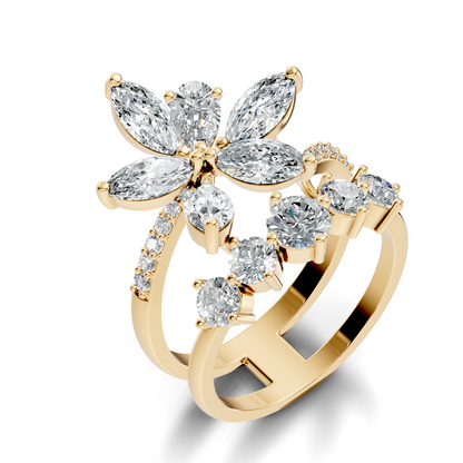 2.92Ct Pear, Marquise and Round Cut Lab Grown Diamond Elegant Delicate Vintage Cluster Wedding Ring For Her - HIGHCARAT DIAMONDS