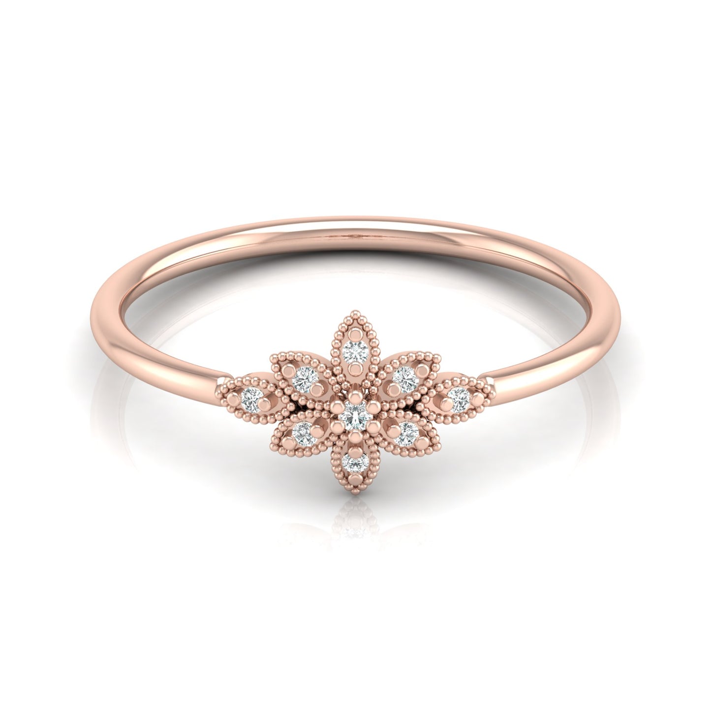 Floral Diamond Cluster Ring for Women's Elegant Flower Design Band in 18K Solid Gold - HIGHCARAT DIAMONDS