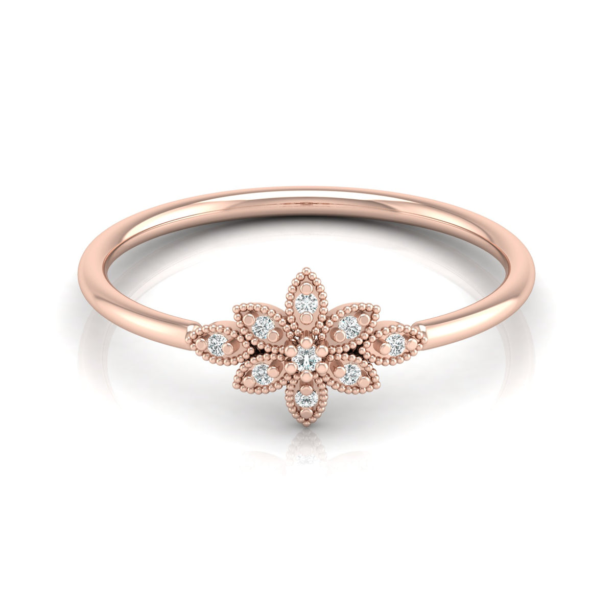 Floral Diamond Cluster Ring for Women's Elegant Flower Design Band in 18K Solid Gold - HIGHCARAT DIAMONDS