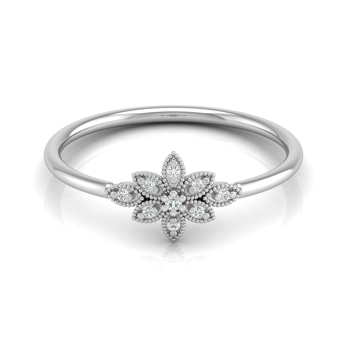 Floral Diamond Cluster Ring for Women's Elegant Flower Design Band in 18K Solid Gold - HIGHCARAT DIAMONDS