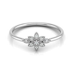 Floral Diamond Cluster Ring for Women's Elegant Flower Design Band in 18K Solid Gold - HIGHCARAT DIAMONDS